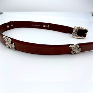 KU Kansas Jayhawks NCAA Brown Leather Distressed Belt Men Size 32